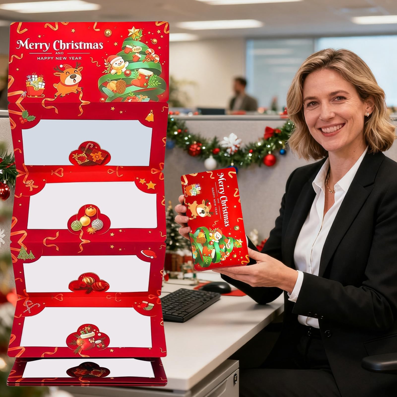 Sobres de dinero de Navidad, tarjeta de felicitación de invierno de 6 ranuras, sobres de dinero en efectivo, para adultos, amantes, amigos, mujeres, hombres, niños y niñas
