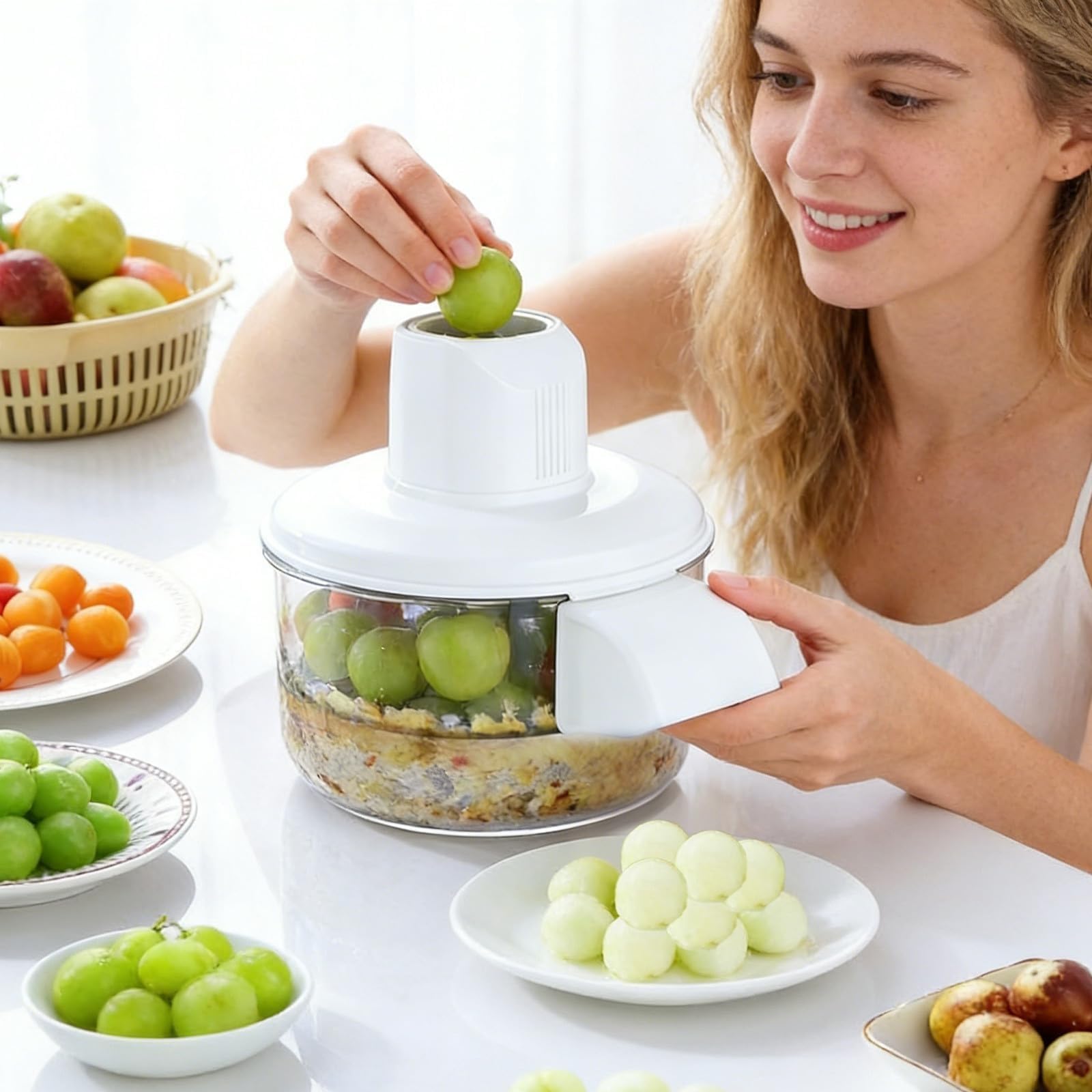 Pelador Eléctrico Inalámbrico, Eliminador Automático de Piel de Frutas y Verduras, Pelador de Ajos y Patatas Recargable for Cocina Casera | White