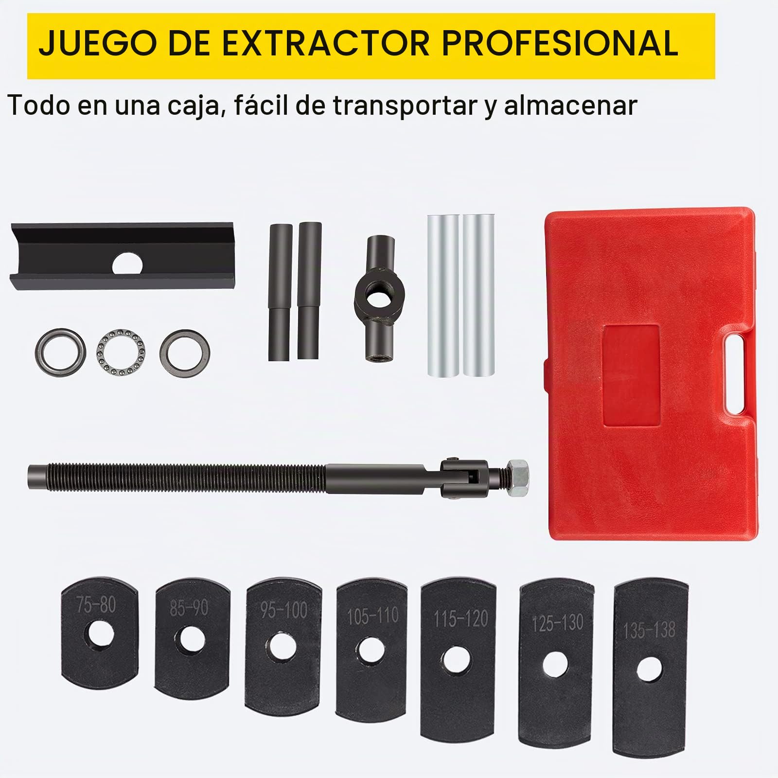 VEVOR Extractor de Engranajes con rodamiento Interno, Extractor Universal de 2 Brazos de 75-138 mm, Extractor de Cilindros de Acero 45, 7 Placas de extracción, Extractor Manual de Carcasa