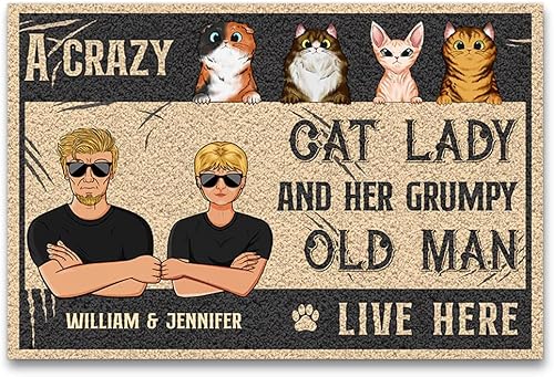 Vista 32 de Felpudo personalizado para marido, esposa, pontón, capitán y su pontón reina Live Here, tapete para el marido, esposa, regalo de pontón 19