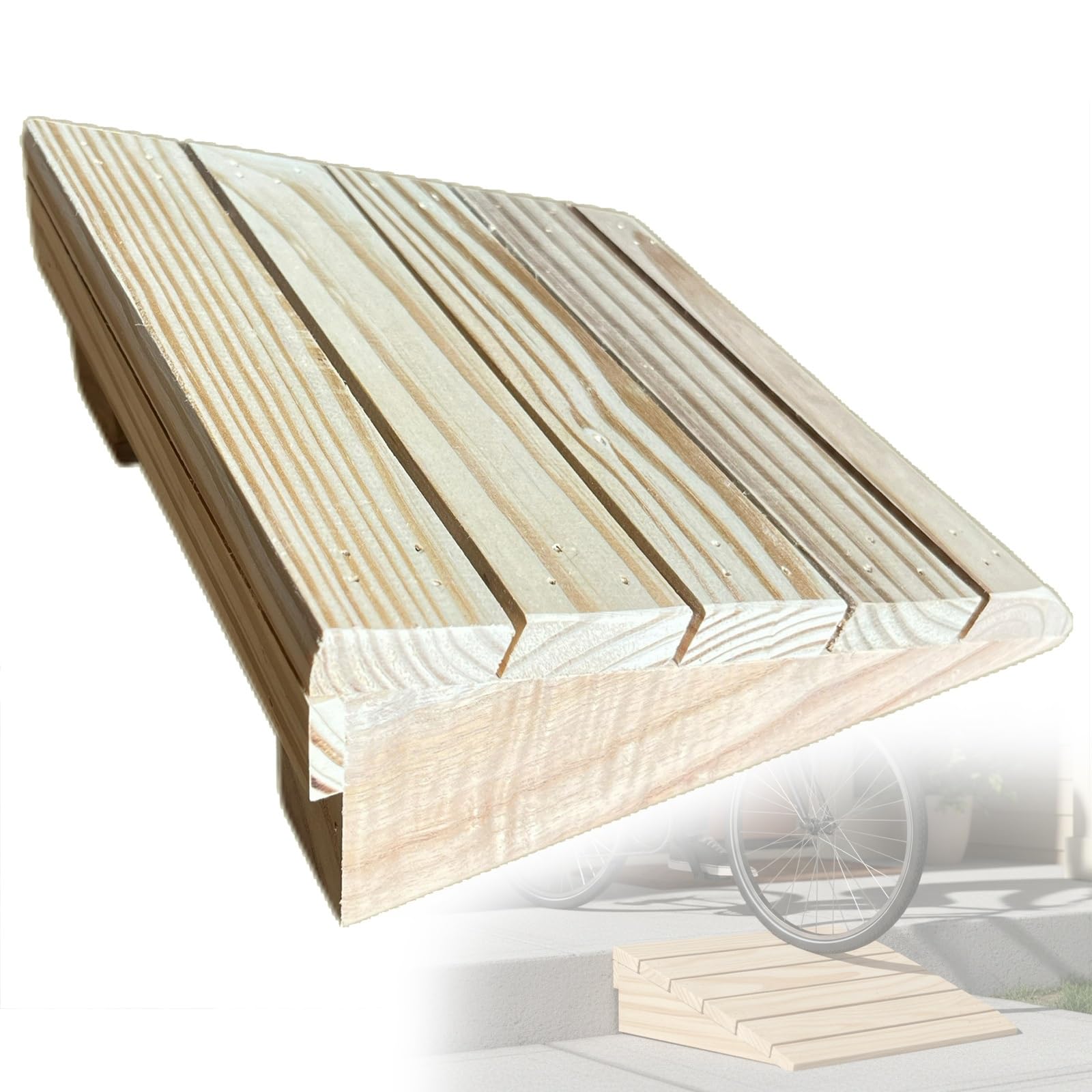 Drewniana Rampa Najazdowa do Podjazdów o Wysokości 7-15 cm, Nośność 400 kg, do Krawężników Chodników Skuterów Rowerów(20x20x10cm/8x8x3.9in)