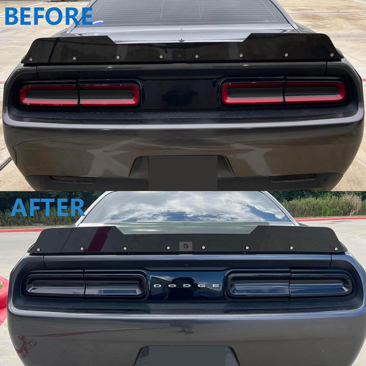 WildWell Challenger Tail Light Covers for 2015-2024 Dodge Challenger Accessories Rear Guard Trim Kit Exterior Frame Smoked Black 4Pcs