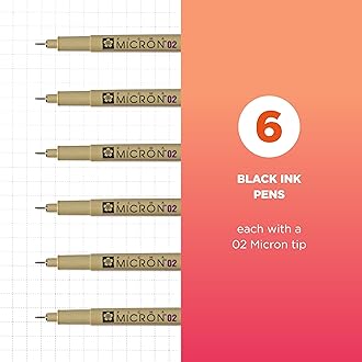 SAKURA Pigma Micron Fineliner Pens - Archival Black Ink Pens - Pens for Writing, Drawing, or Journaling - Black Ink - 02 Point Size - 6 Pack