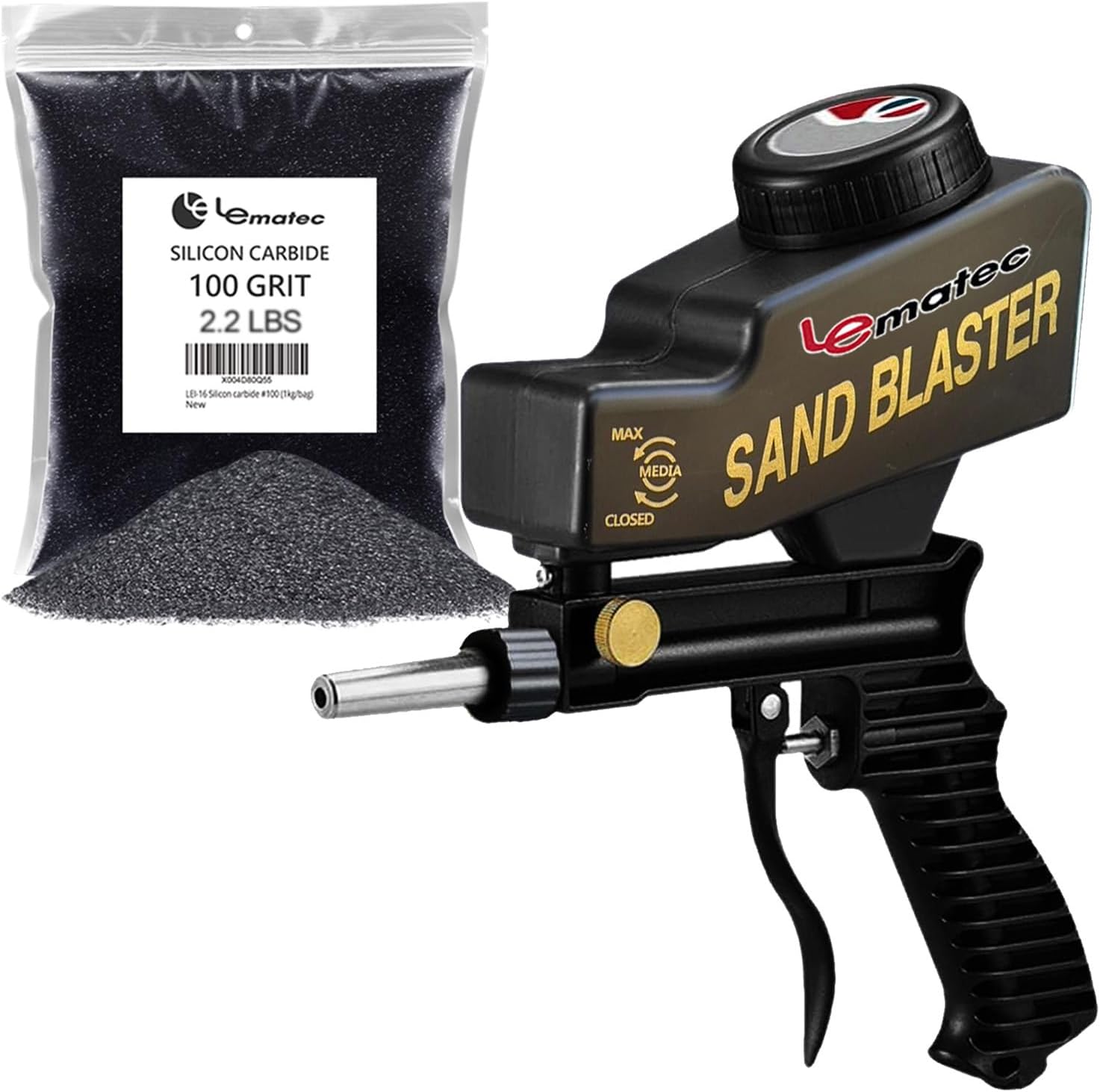 LE LEMATEC Sand Blaster Kit + Silicon Carbide Media for Surface Prep