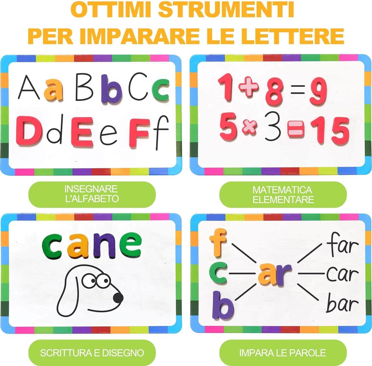 KIT LETTERE E numeri magnetici per l'apprendimento dell'ortografia dei bambini EUR 21,67