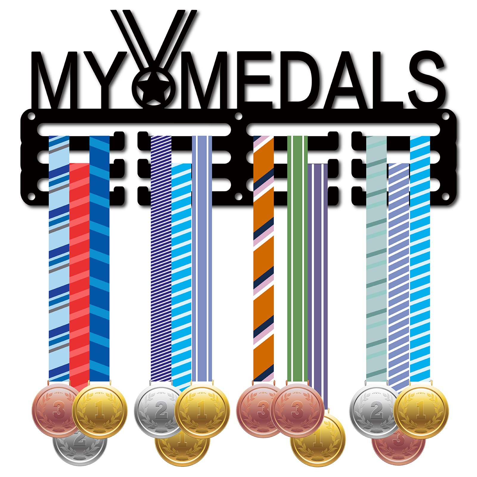 CREATCABIN Uchwyt na medal wieszak stojak ekspozycyjny sportowy metalowy wiszący nagrody żelazny mały uchwyt dekoracja na ścianę dom wyścig bieganie gimnastyka pływanie piłka nożna medalista czarny 38