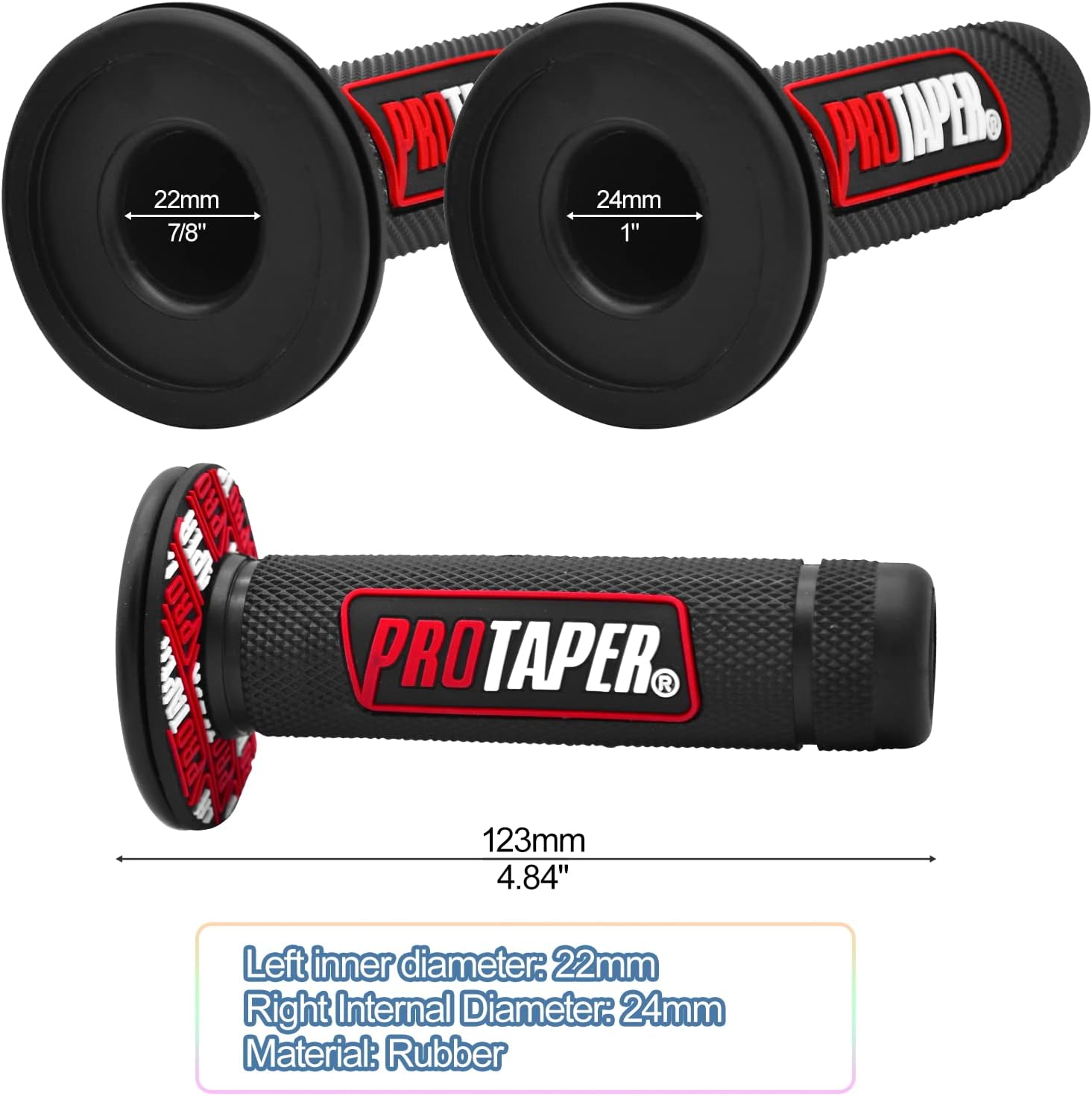 Wai Danie 1 Pair Compatible with PRO Taper Hand Grips Handlebars Compatible with Yamaha PW80 PW 80 Dirt Fits Compatible with Yamaha WR450 WR250 YZ450 YZ250 YZ125 Bike