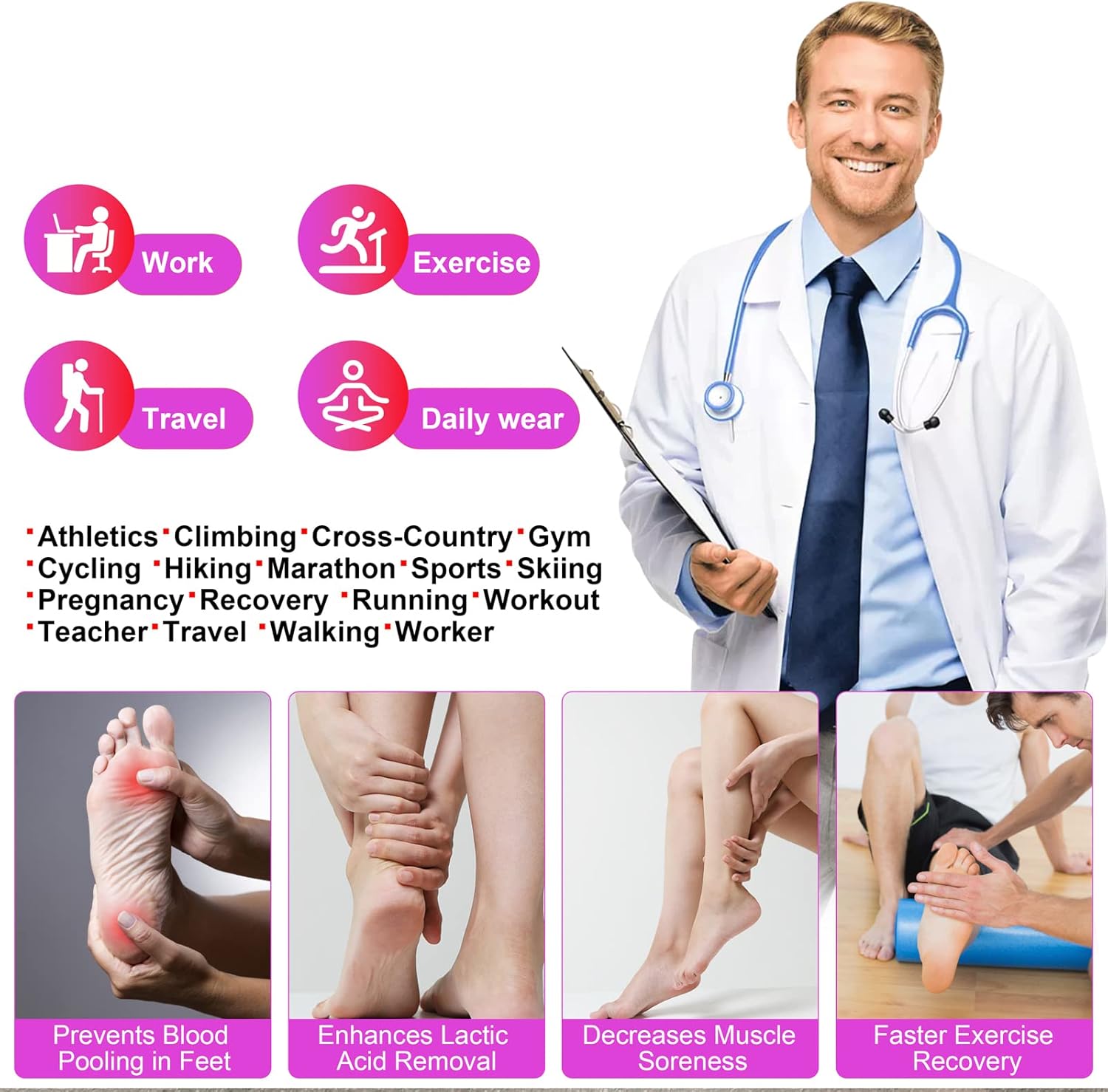 Plus Size Compression Socks Wide Calf for Women & Men 20-30 mmhg-Extra Wide Calf Knee High Support Socks for Nurse - Image 6