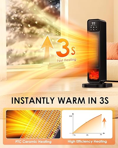 Miniatura 3 de Calentador de espacio 2026, calentador portátil de 1500 W con control remoto, calentador eléctrico de calefacción silenciosa para interiores, calor