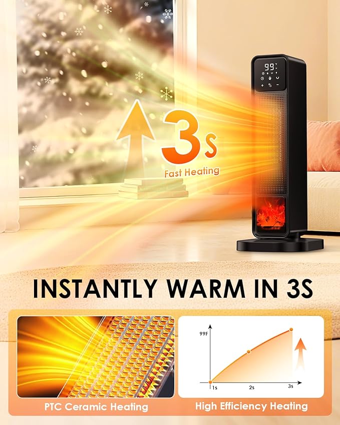 Calefactor Eléctrico Portátil Cerámico PTC 1500W 110V con Control Remoto miniatura 3