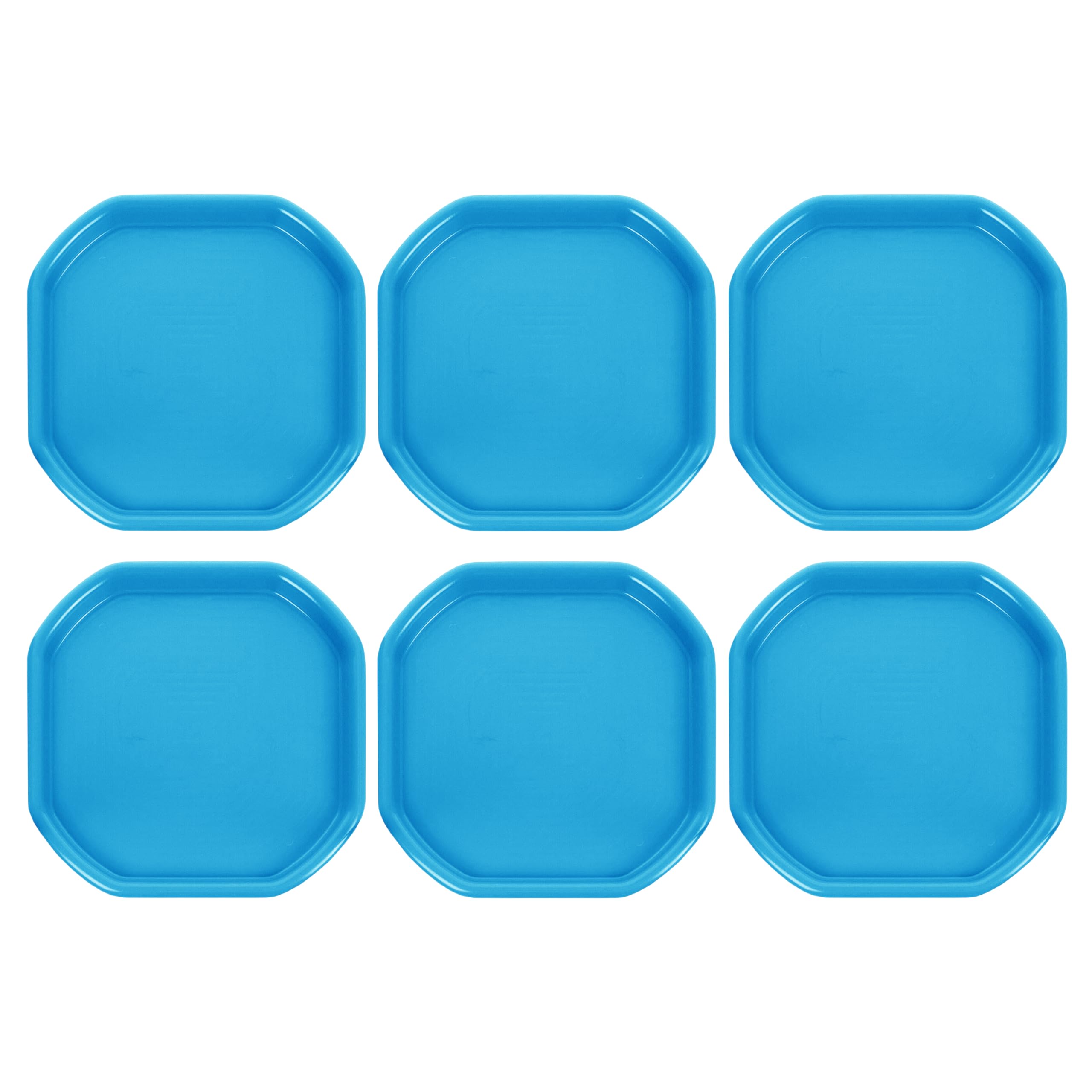 Set Of 6 x 70CM Octagonal Heavy Duty Plant Saucers Tray – Large Garden Potting Tray & Plastic Mixing Tray For Soil, Indoor Outdoor Plants & Gardening Use, Made In UK - (Sky Blue)