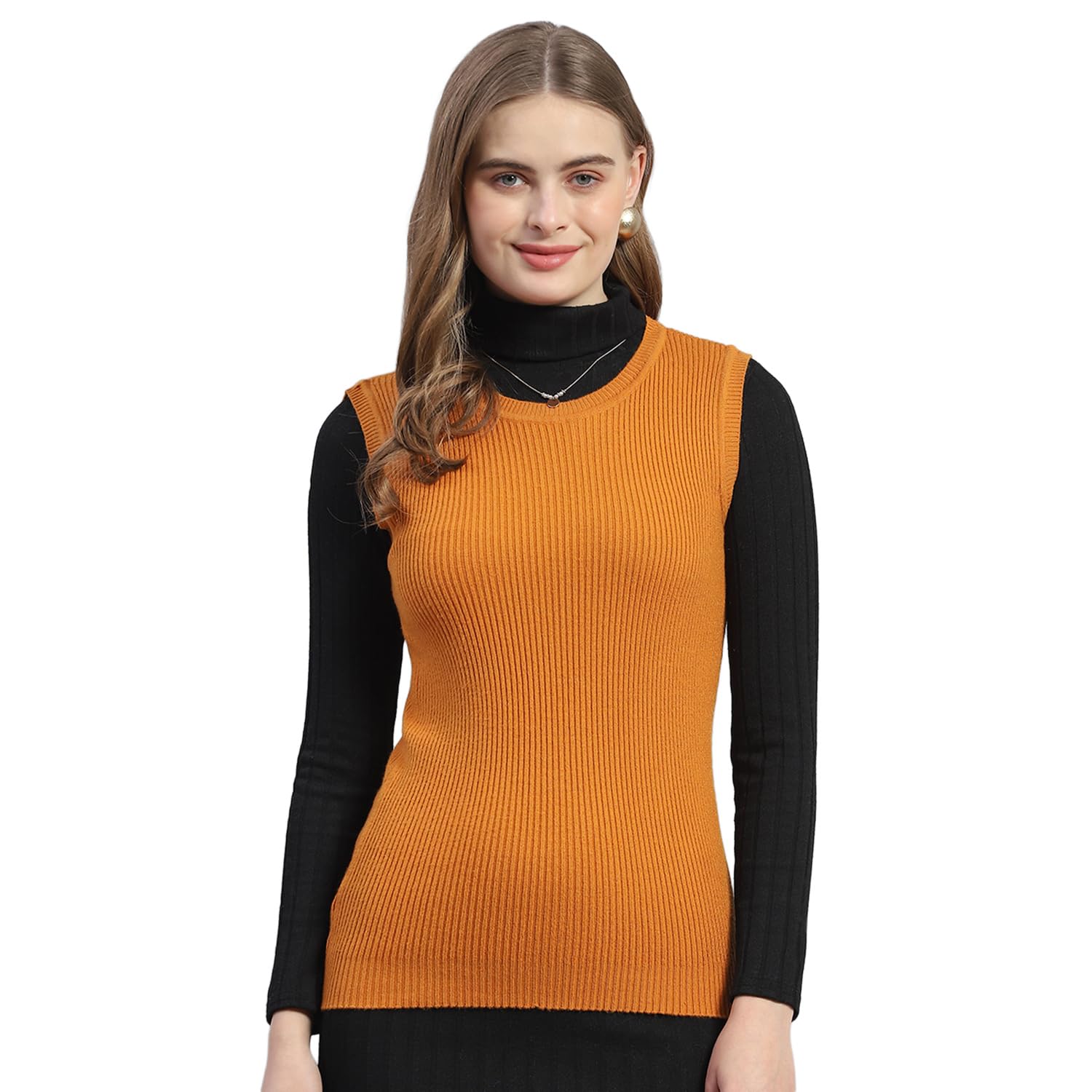 monte carlo Womens Solid Round Neck Sleeveless Wool Blend Casual Sweater (1232792TP)-picture-14