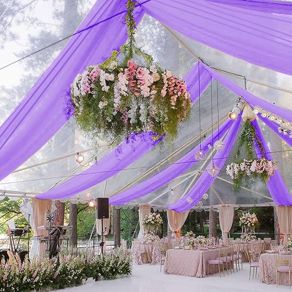 Ceiling Drapes for Weddings Light Purple Draping Fabric for