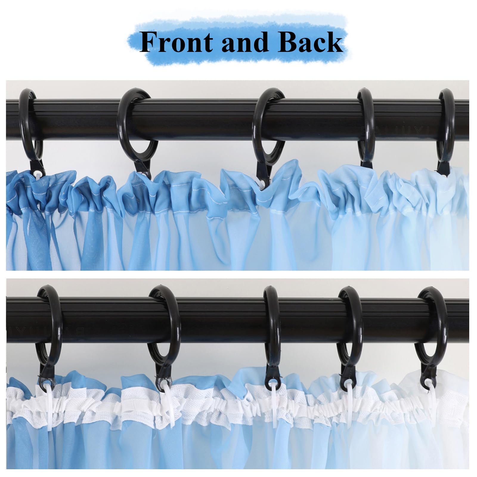 L.Z.E Blue White Voile Curtains for Living Room Pencil Pleat Light Blue Ombre Sheer Curtains & Drapes for Kids Boys Room Bedroom Windows Transparent - Image 3