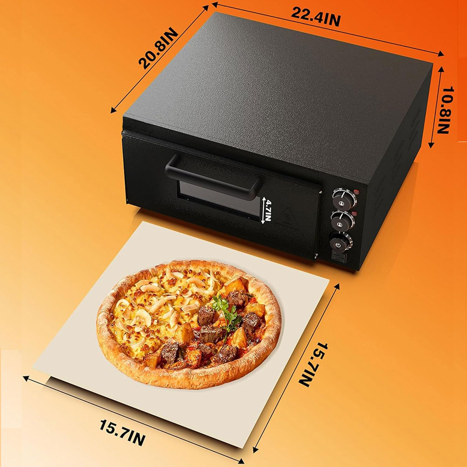 Horno De Pizza Profesional Comercial, Pizzera De Escritorio De Acero Inoxidable De 1800W, Control De Temperatura De 50-350 ℃, Temporizador De 120 Minutos, Cocina De Pizza para Tartas De Huevo