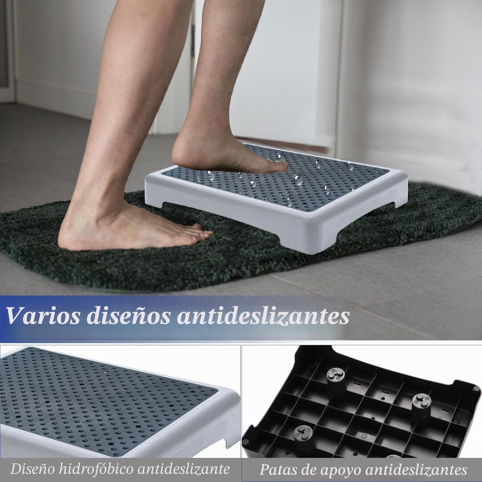 Antideslizante semiescalón, escalón para interiores y exteriores, ayuda a la entrada, taburete para personas mayores, taburete para personas mayores, ducha, bañera, coche, exterior, soporta hasta 220