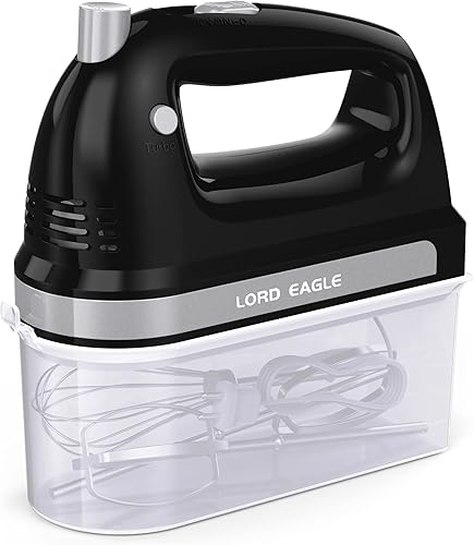 Lord Eagle Mezclador de mano eléctrico Mini, mezclador de mano de 300 W de potencia para hornear de 5 velocidades, batidor de crema de huevo, con