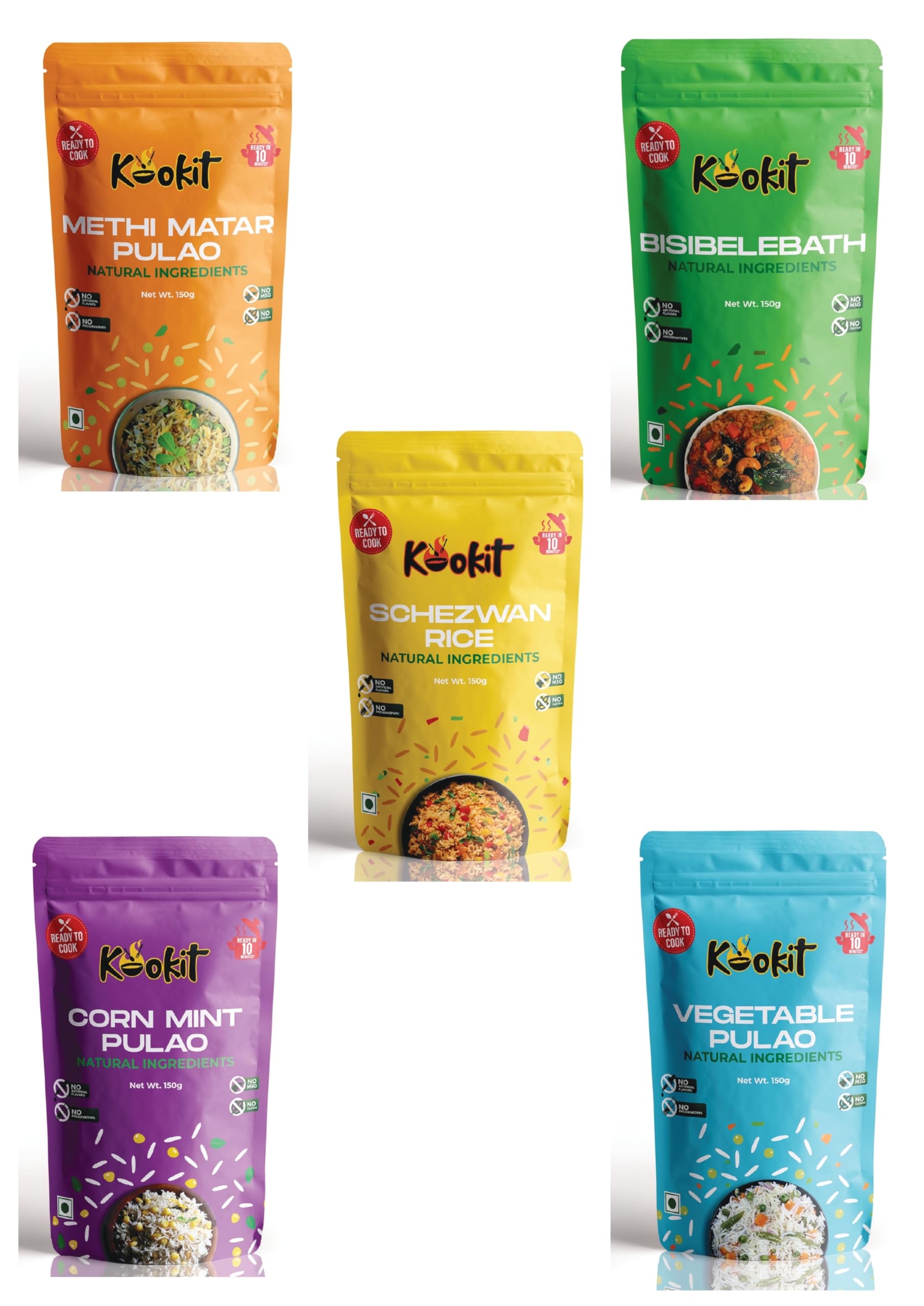 Kookit Weekday Meal Combo Assorted Pack of 5 - Ready To Cook Premix - Natural Ingredients - No Preservatives or Artificial Flavours - No MSG - Ready in 10 minutes - Instant Meals (B0D4HHYPPJ) Amazon Price History, Amazon Price Tracker