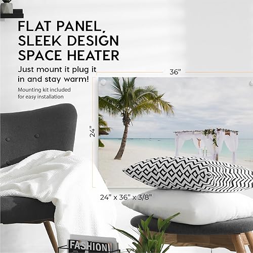 Miniatura 4 de EconoHome Panel de calentador de espacio de montaje en pared, con termostato, calentador de convección de 600 vatios, ideal para habitaciones de 200