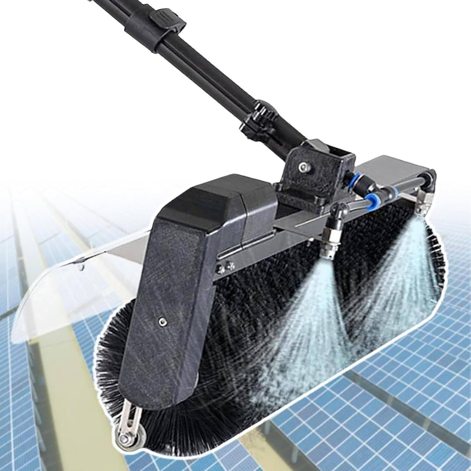DUANHOZ Telescopic Solar Cleaning Brush With 3.5-7.5M Rod, Durable Solar Panel Cleaning Equipment, Anti-Contraction Design, Ideal For Various Environments, 5.5M Reach,3.5M