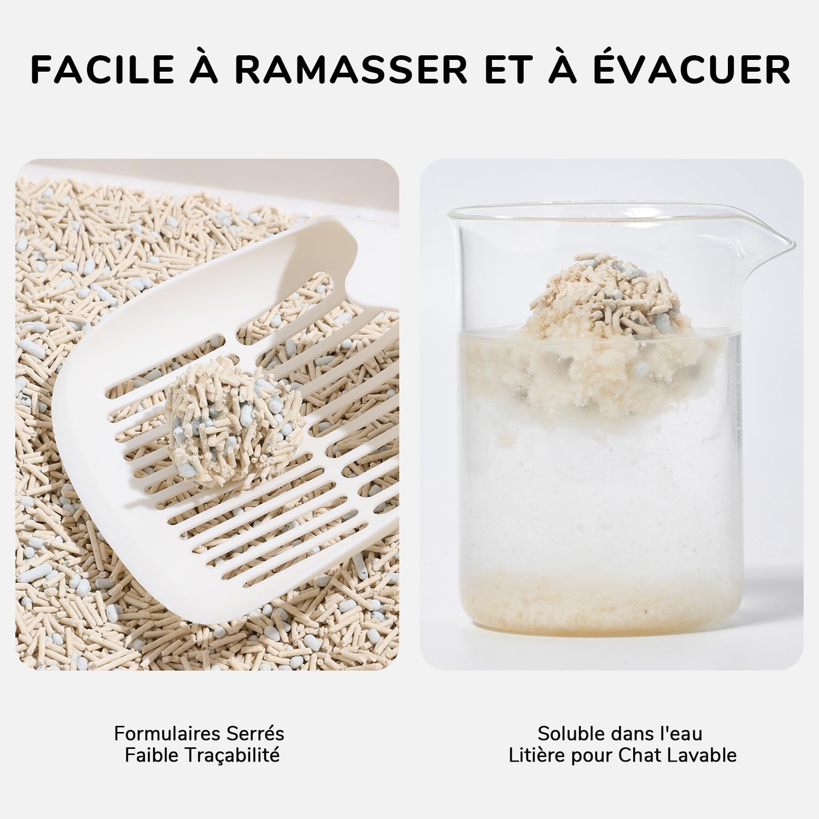 FUKUMARU Litière pour Chat en Tofu, Super Ultra Absorbante, 10,8 kg, sans Poussière et Légèrement Agglomérante, Contrôle des odeurs, Lavable, Faible Résidu