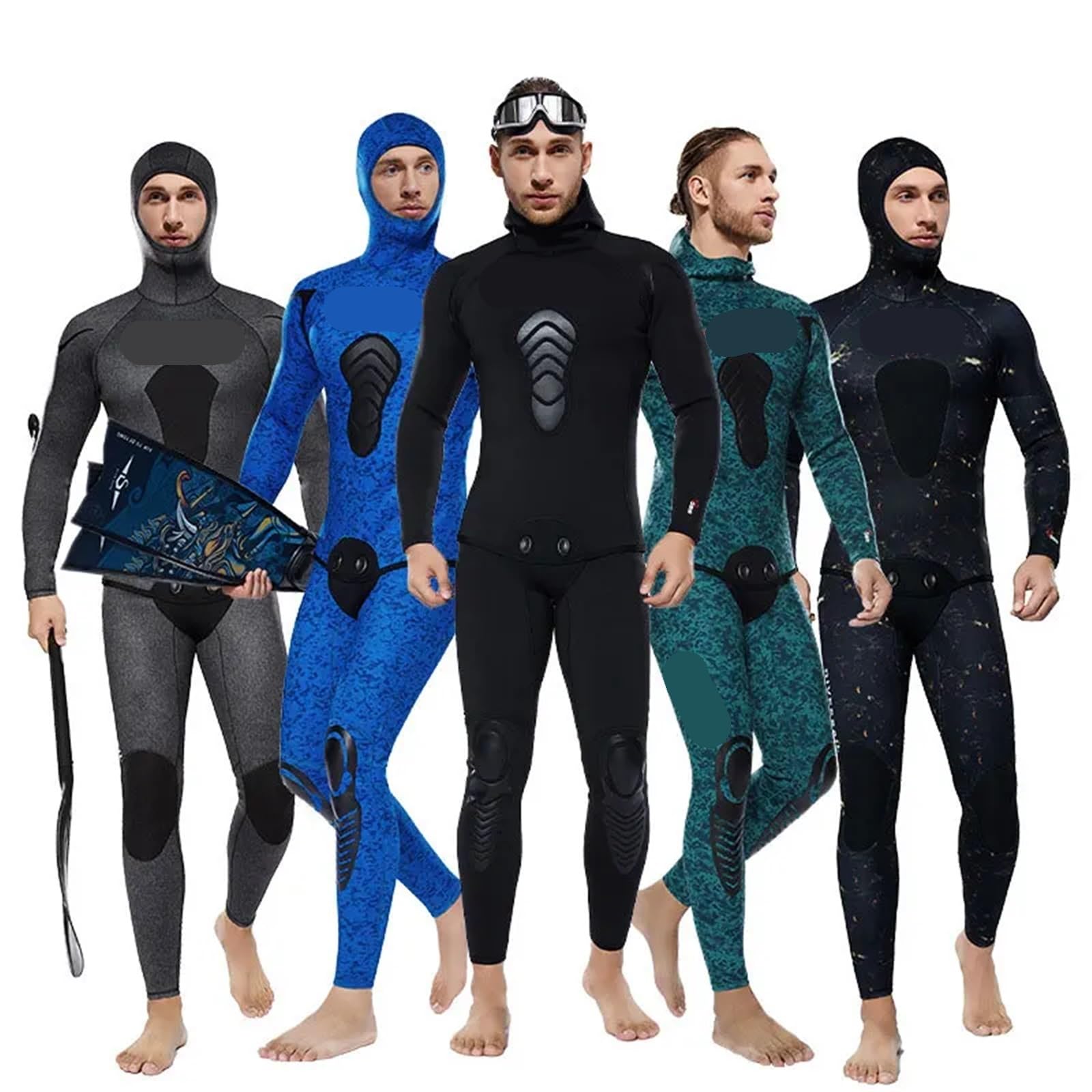 Muta Sub Muta da Pesca Subacquea 3,0 mm | Muta da sub mimetica in neoprene a cellule aperte in 2 pezzi, con cappuccio, tute da snorkeling