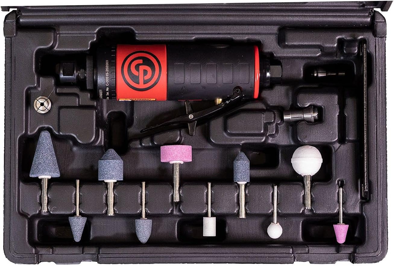 Chicago PneumaticCP7411K - Kit - 1/4 Inch (6 mm) Air Straight Die Grinder, 0.56 HP / 420 W - 22000 RPM