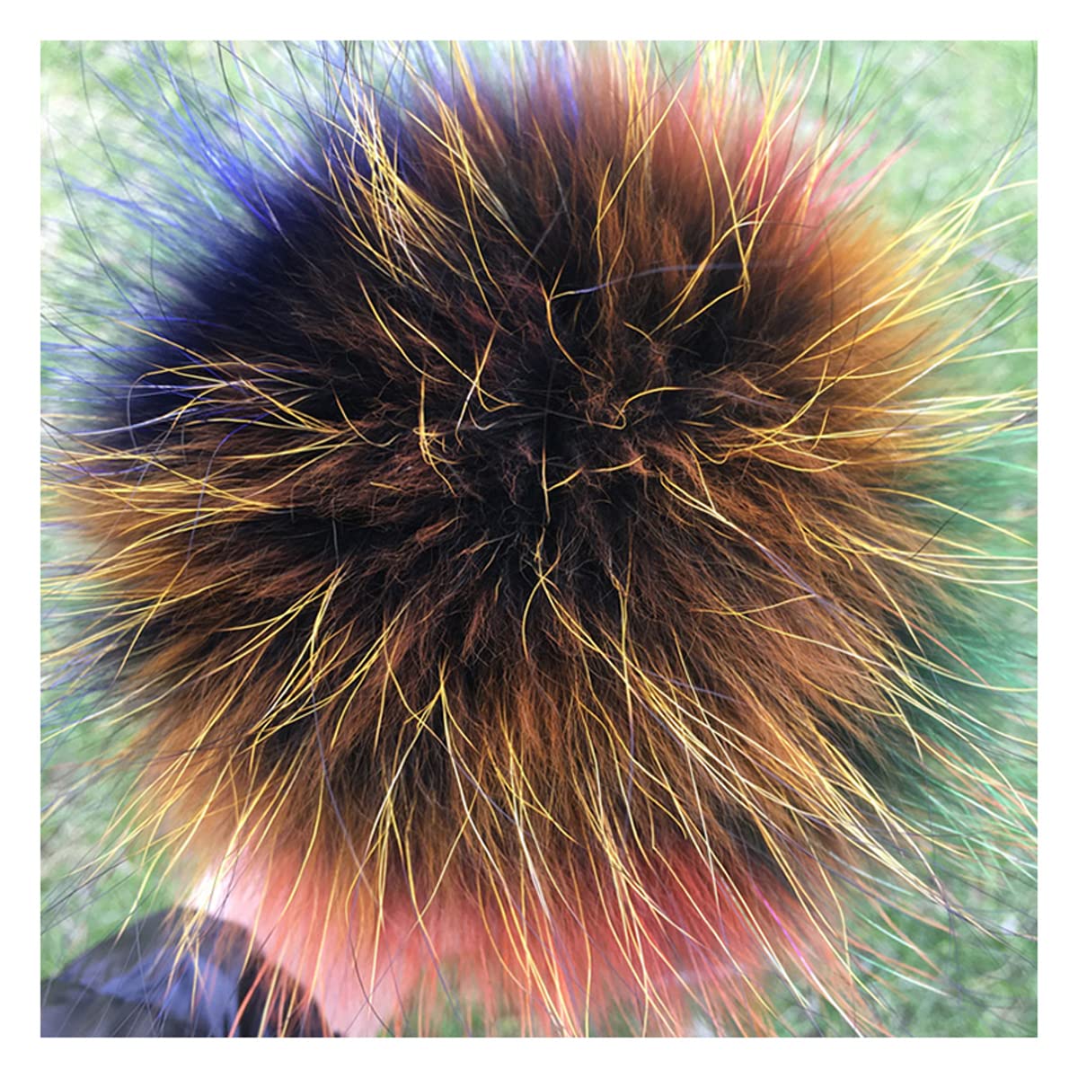 Queenbox 5in Fluffy Pom Pom Balls Faux Raccoon Fur Pompom with Press Snap Button for Hat, Scarves, Gloves, Bags, Shoes, Keychains, Black