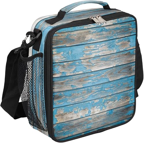 Beach Wooden Summer 05Insulated Lunch Bag for Men Women Reusable Lunch Box Thermal Cooler Lunch Tote With Adjustable Shoulder Starp for Camping