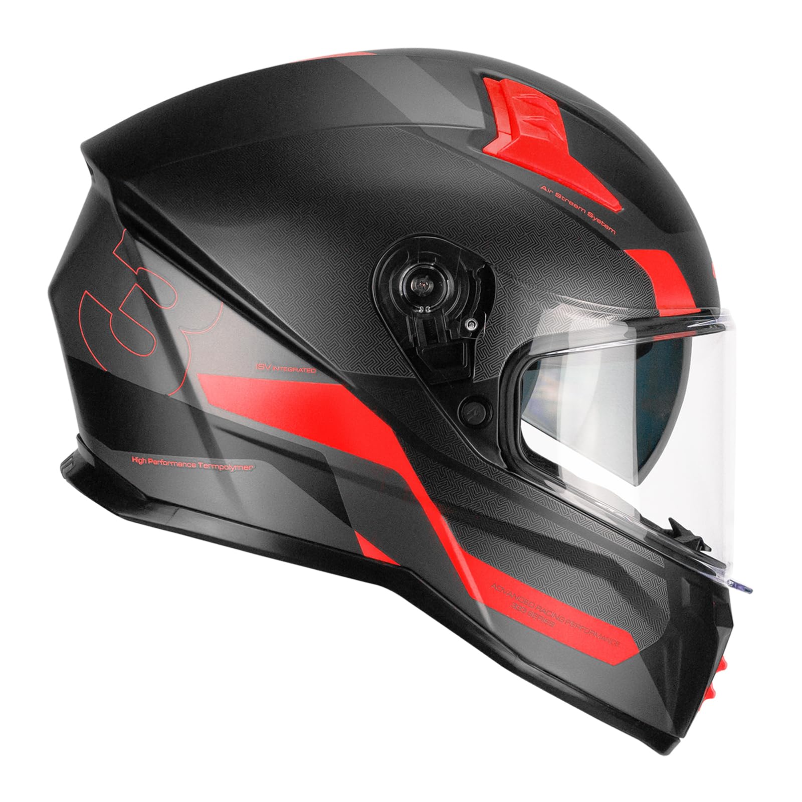 CGM Casco integrale,333G ONYX SPORT Nero Rosso opaco, S