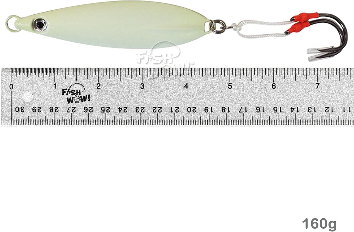 5pcs 160g Fish WOW!® Fishing Flat Fall Vertical Jig Trolling with Two Assist Hooks - 5 Colors