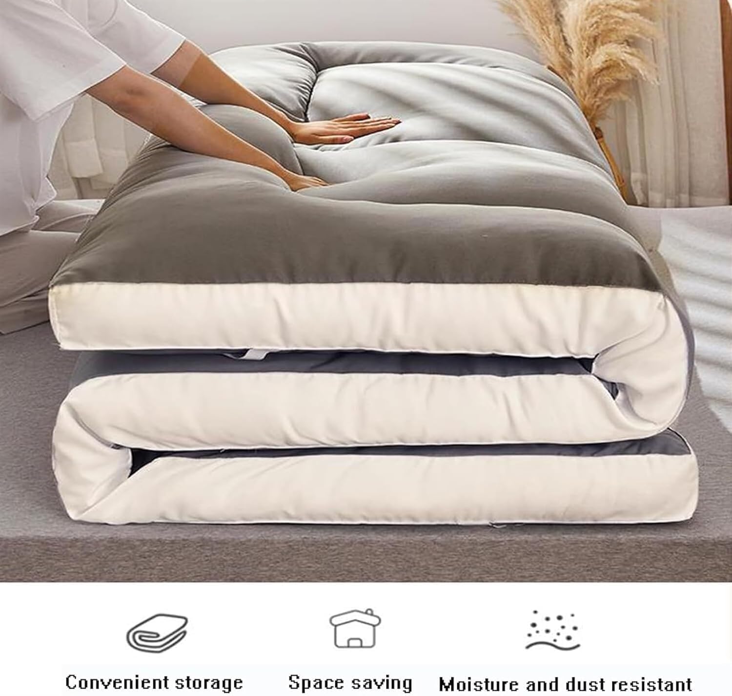 Japanische Futon-Matratze Bodenmatratze Schlafmatratze Tragbare Roll-Up-Camping-Matratze Bodenmatratze Shiki Futon Camping-Matratze für Gästematratze,Gray 1,120x190cm