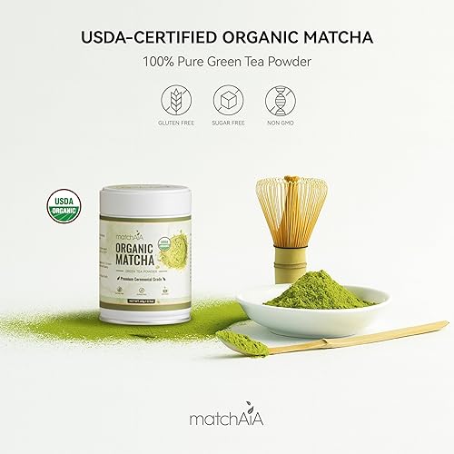 Miniatura 2 de MatchAiA Polvo de té verde matcha ceremonial orgánico, grado ceremonial premium, primera cosecha de primavera, certificado USDA, 100% puro, sin