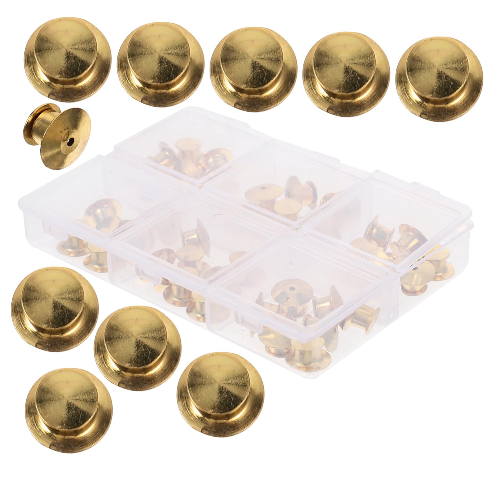DOITOOL 2 Boxen Lapel Pin Backs Legierung Gold Flache Runde Sicherheitsverschluss Klips für Diy Schmuck und Bastelarbeiten Sicher und für Broschen und Anstecker