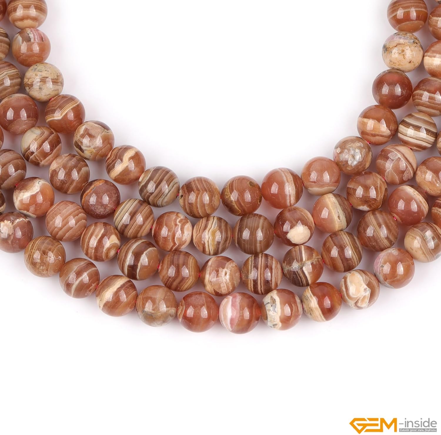 GEM-Inside AA Grade 8mm Round Natural Dark Pink Argentina Rhodochrosite Quartz Gemstone Semi Precious Chakras Stone Beads for Bracelet Necklace Jewelry Making 15"