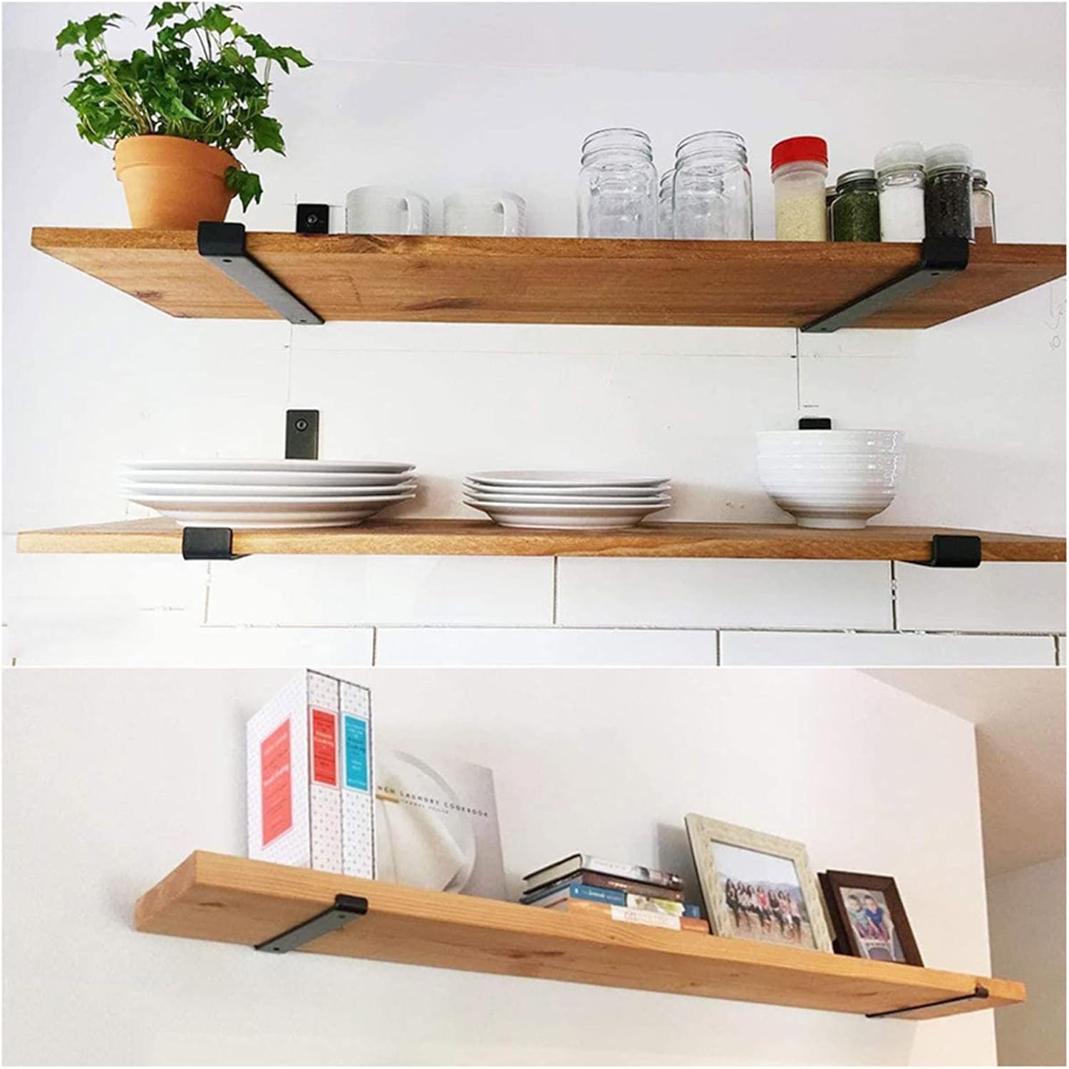 Shelf Brackets,Shelf Support Peg,Wall Brackets，Bracket, Shelf Brackets,Wall Mounted Shelf Corner Brace, 2pcs Shelve Brackets Black, Rustic Decorative Heavy Duty Scaffolding Board Brackets, Iron Wall M