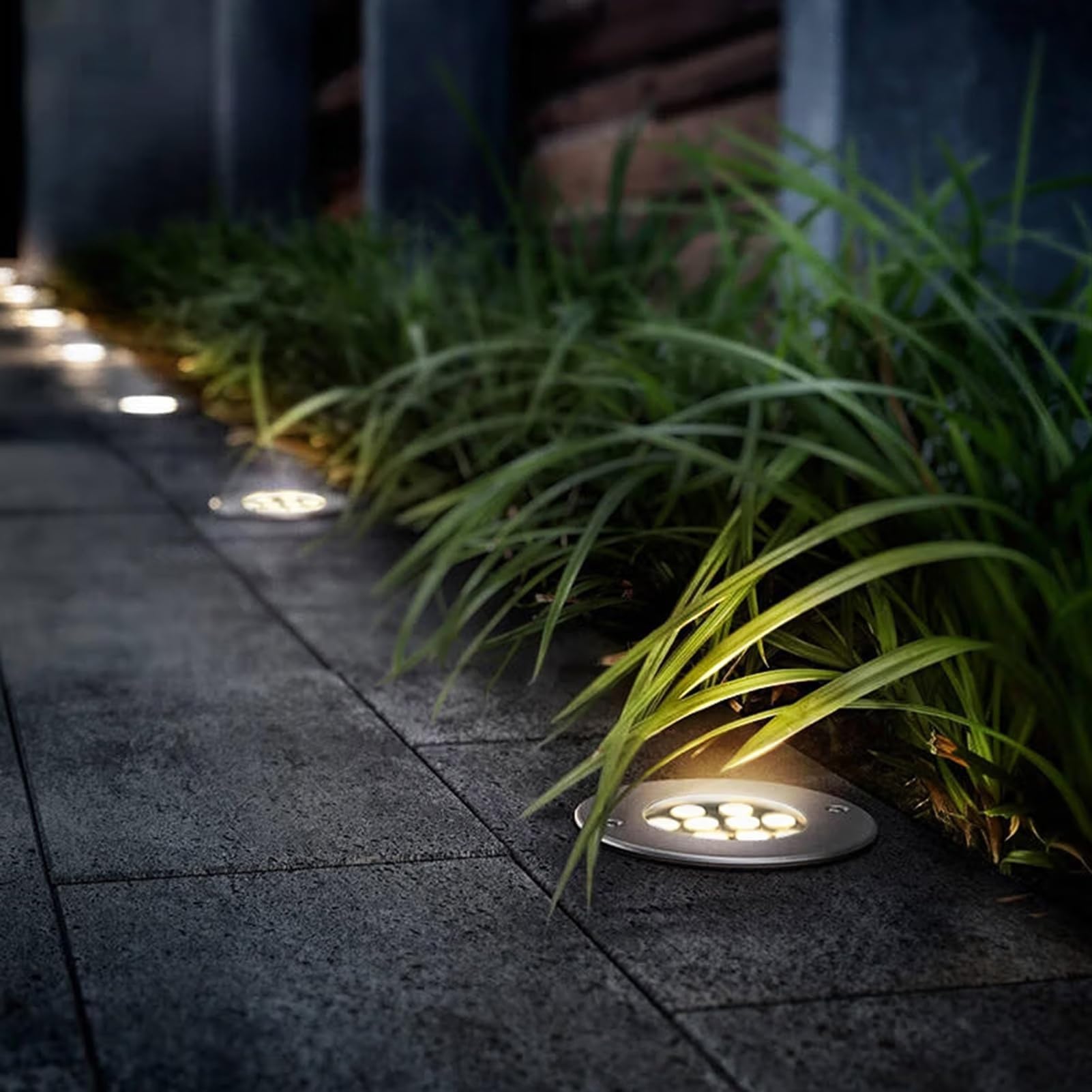 Oświetlenie zewnętrzne LED do zabudowy krajobrazu, wodoodporna wpuszczana lampa ogrodowa IP66 AC 85-265 V, oświetlenie podjazdowe LED (ciepła biel, 18 W)
