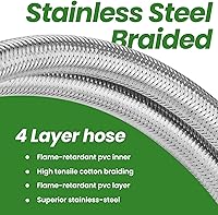 Vista 4 de Mejora de 20 Pulgadas Manguera de Propano para RV con Calibre, Manguera de Propano para Caravana para Regulador de Dos Etapas de RV, Trenzada