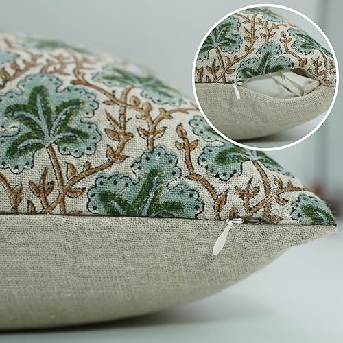 Miniatura 7 de Fundas de almohada de algodón grueso con estampado de bloques de 18 x 18 pulgadas, fundas decorativas hechas a mano para sofá y sofá, funda de cojín