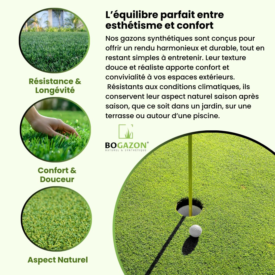 Gazon synthétique Putting green 15 mm (4 m x 7 m) | Pelouse Premium | Décoration Maison | Résistant UV