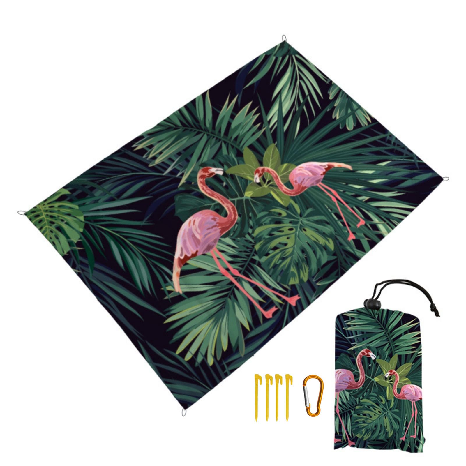 Surwin 3D Prints Sand-Free Waterproof Beach Blanket, Lightweight Compact Mats Quick-Dry Microfibre Beach Pad Extra Large Oversized Pool Towels for Camping, Hiking, Picnic (Flamingo,100x140cm)