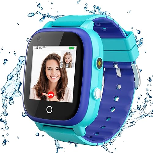 Miniatura 8 de cjc Reloj inteligente 4G para niños con rastreador GPS y llamadas, llamadas de 2 vías y chat de voz y video, alarma SOS, WiFi, impermeable, teléfono