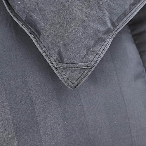 Miniatura 4 de Lujoso edredón de plumón de ganso, diseño de rayas grises California King, 1200 hilos, 100% algodón egipcio, potencia de relleno de 750+, peso de