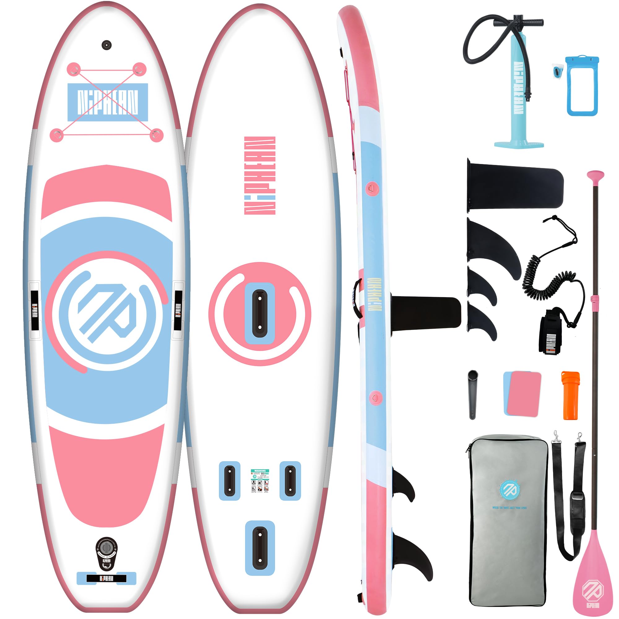 Niphean Inflatable Stand Up Paddle Board with SUP Accessories, Anti-Slip EVA Deck, 10'6'' Paddleboards Inflatable Paddle Boards for Adults & Youth of All Skill Levels