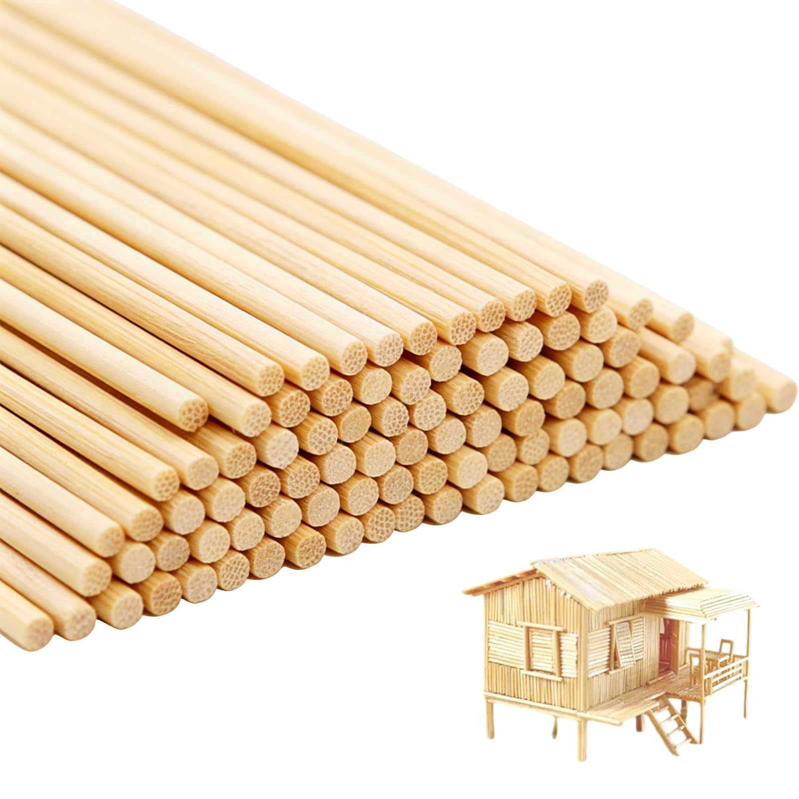 200 Pcs Wooden Dowels, 300 * 3 mm Wooden Sticks for Craft, Dowel Rods Natural Round for DIY Craft Projects Modeling Art Sculpture Home Decoration
