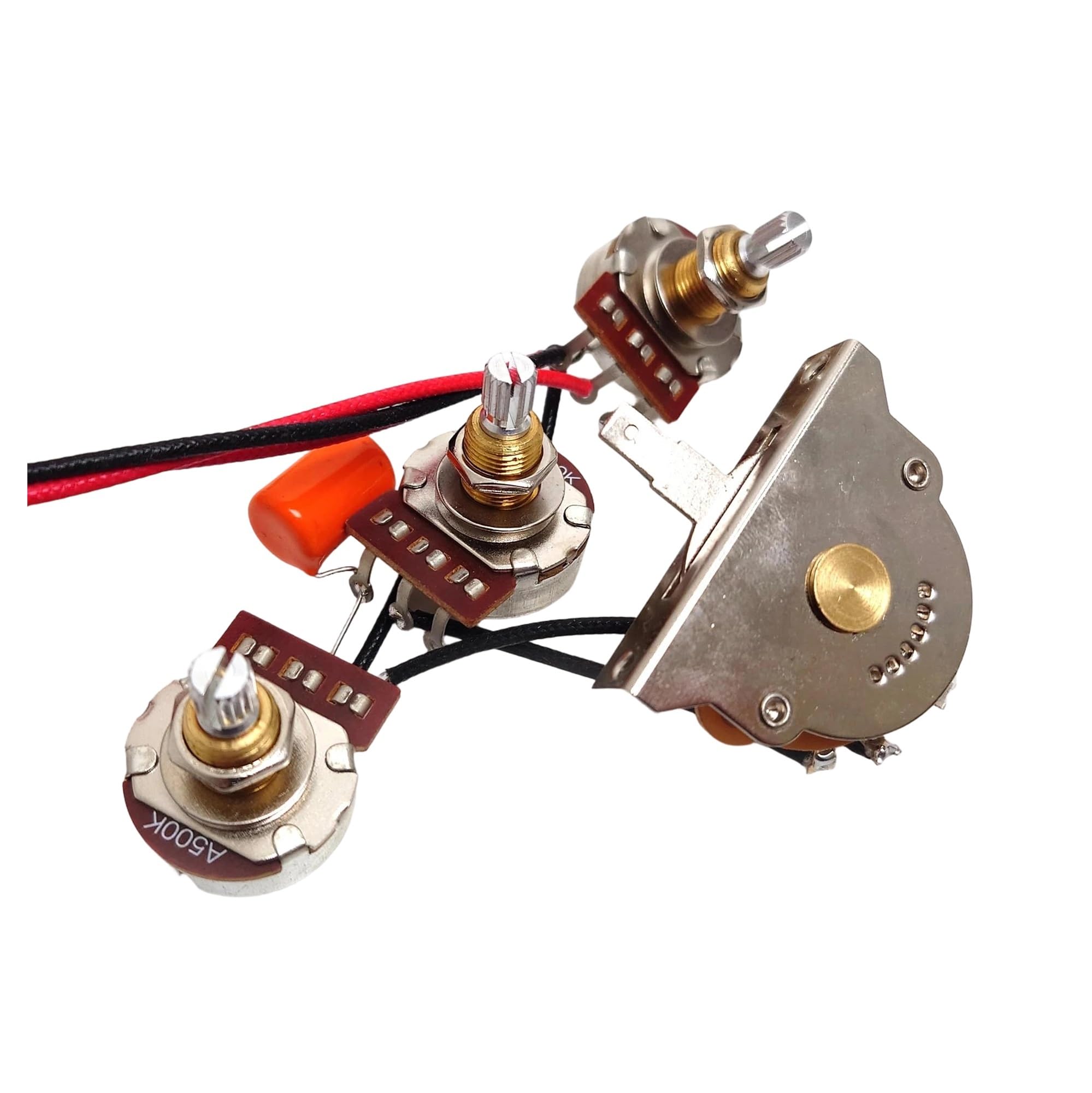 Arnés de cableado profesional para instrumentos mu Arnés De Cableado Previo Para Guitarra Potenciómetro De 500K 5 Paradas Kit Manual 1V2T
