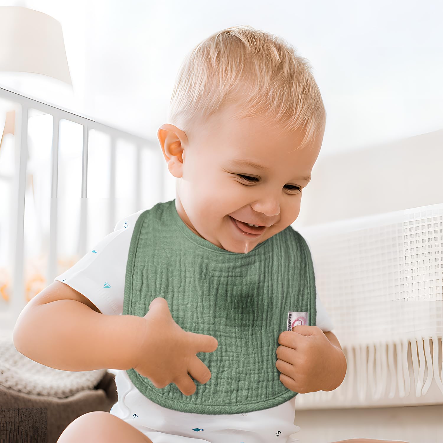 bearmoss Bavaglino Neonato, 100% Cotone, Bavaglino Quadrato per Bambini, Bavaglini Regolabili, Morbidi Bavaglini per Bambini e Bambine, 8 Pezzi