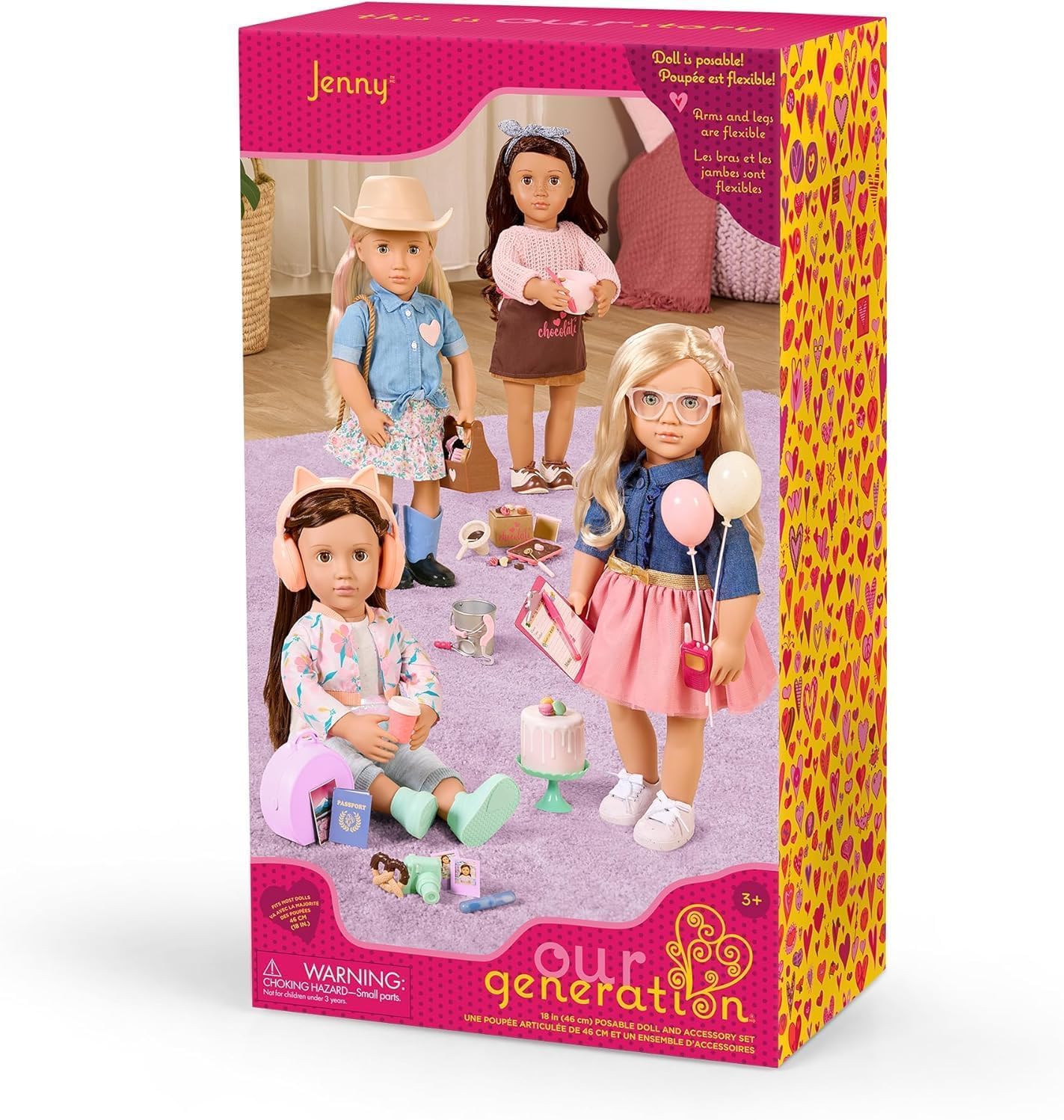 Our Generation - Jenny - Muñeca Articulada Panadera de 46 cm - Cabello Rubio y Ojos Verdes - Gorro de Cocinero, Delantal y Accesorios de repostería - Juguete para niños a Partir de 3 años