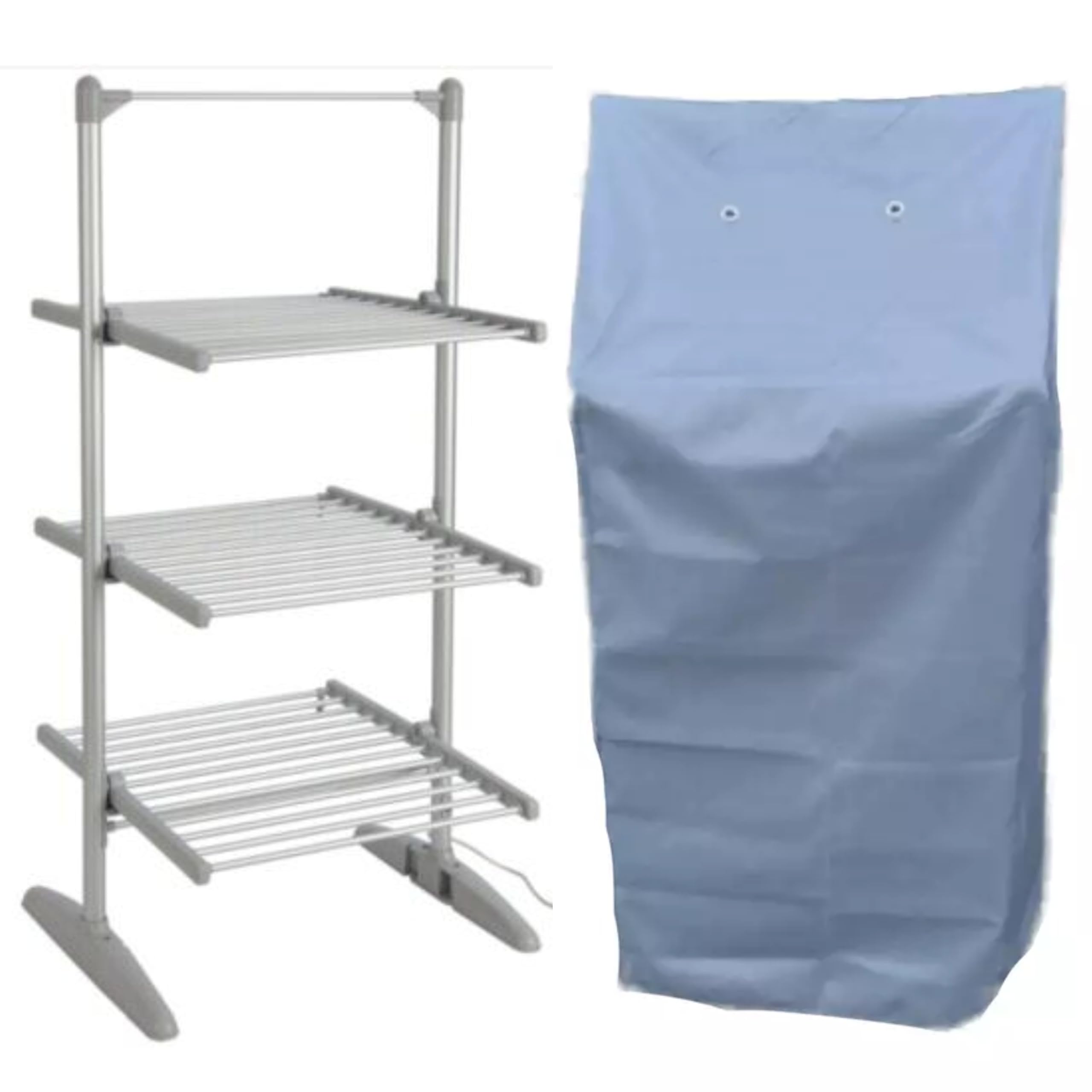 M-V-O Airer Clothes Drying Rack, 3-Tier Foldable Clothes Hanger, Adjustable Large Heated Clothe Laundry Racks for Indoor, 3 Tier Airer With Cover For Outdoor Use (3 Tier Airer With Cover)