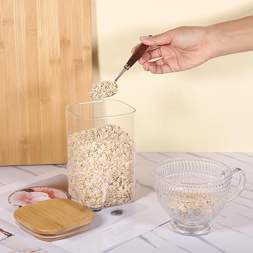 Miniatura 6 de Juego de 6 tarros de almacenamiento de vidrio, recipientes de almacenamiento de alimentos de vidrio transparente con tapas de bambú herméticas.